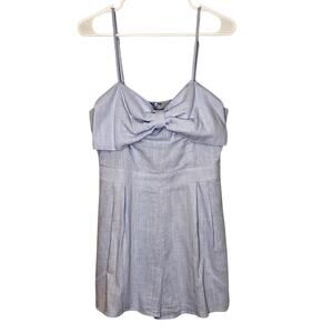 Alter’d State Viola Oversized Bow Front Feminine Shorts Romper Light Blue L